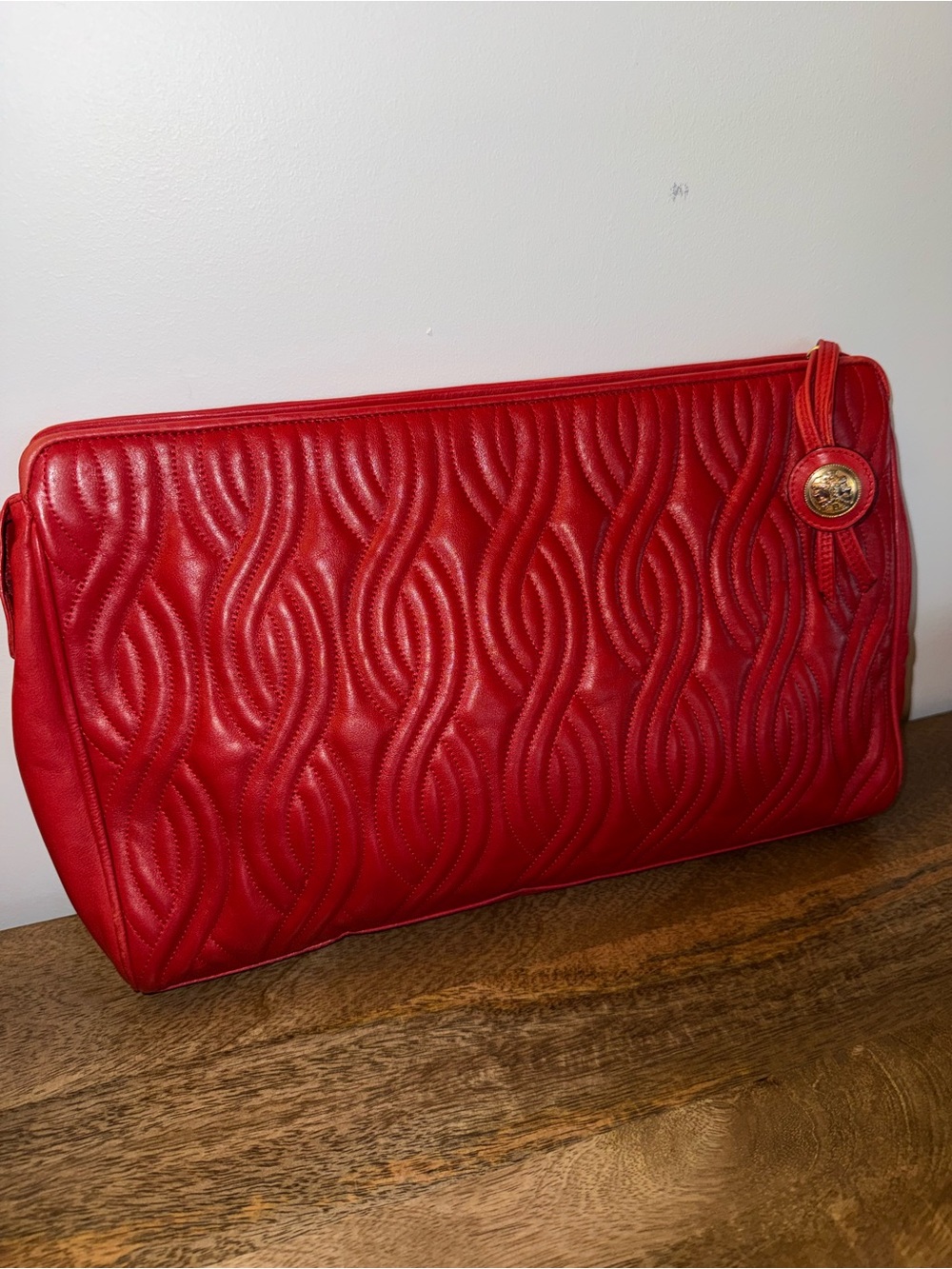 Vintage Fendi Red Leather Clutch Pouch